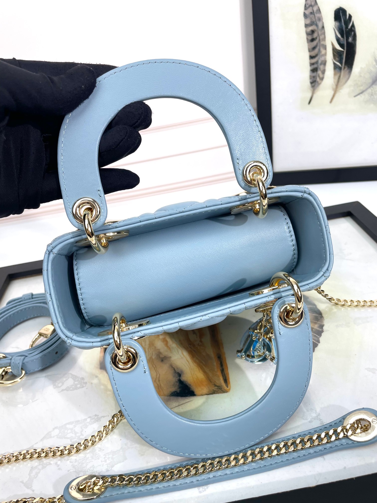 Mini Lady Dior Bag Sky Blue Cannage Lambskin